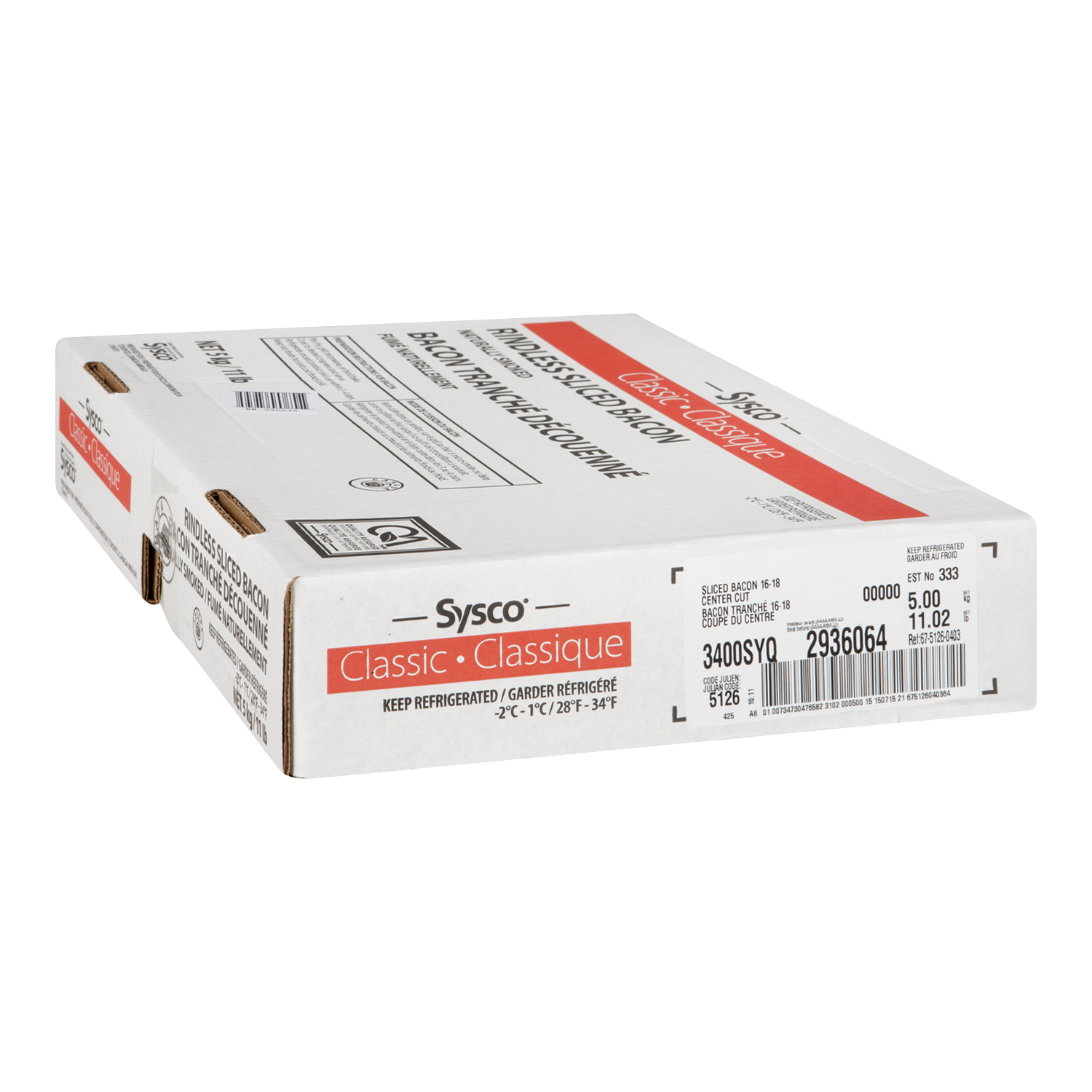 Bacon Sliced Centre Cut 16-18 ct. Gas Flushed 2936064-3